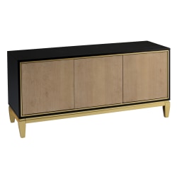 SEI Furniture Addleston 3-Door Media Stand, 23-3/4"H x 49-3/4"W x 23-3/4"D, Black/Natural/Gold