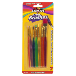Cra-Z-Art All-Purpose Artist Brush Set, Assorted Colors, Pack Of 7 Brushes