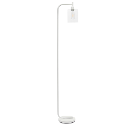 Simple Designs Modern Iron Floor Lamp, 67"H, White Base/Clear Shade