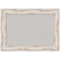 Amanti Art Rectangular Non-Magnetic Cork Bulletin Board, Gray, 29" x 21", Alexandria White Wash Wood Frame