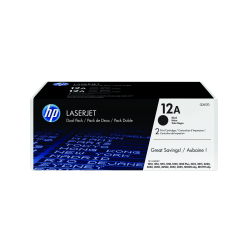 HP 12A Black Toner Cartridges, Pack Of 2, Q2612D