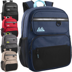 Summit Ridge Reflective Backpacks, Black/Blue/Red/Gray/Tan, Pack Of 24 Backpacks