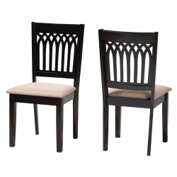 Baxton Studio Genesis Finished Wood Dining Accent Chair, Beige/Dark Brown, Set Of 2 Chairs