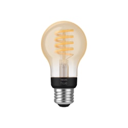 Philips Hue LED Filament Light Bulb - 7 W - 40 W Incandescent Equivalent Wattage - 550 lm - Edison - A19 Size - White Ambiance Light Color - E26 Base - 15000 Hour - 3500.3°F (1926.8°C), 7640.3°F (4226.8°C) Color Temperature