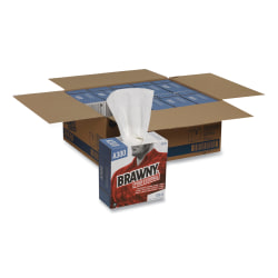 Brawny Airlaid Medium Duty Wipers, Cloth, 1-Ply, 9.2 x 12.4, Unscented, White, 128/Box, 10 Boxes/Carton