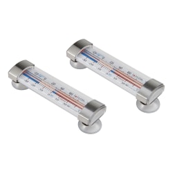 Taylor Precision Products Fridge And Freezer Thermometers, 1-1/4"H x 1-1/4"W x 5-5/16"D, Pack Of 2 Thermometers