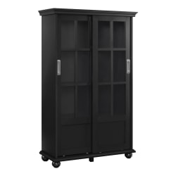 Ameriwood™ Home Aaron Lane 51"H 4-Shelf Bookcase With Sliding Glass Doors, Black
