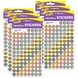 Trend SuperSpots Stickers, Cheer Words, 800 Stickers Per Pack, Set Of 6 Packs