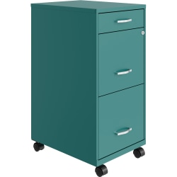 Space Solutions SOHO Organizer 18"D Vertical 3-Drawer Mobile File Cabinet, Teal