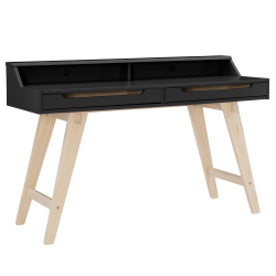 Linon Loumar 56"W 2-Drawer Home Office Desk, Natural/Black