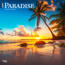 2025 BrownTrout Paradise Monthly Plastic-Free Square Wall Calendar, 12" x 12", Travel and Scenic, January to December 2025, 9781975475512