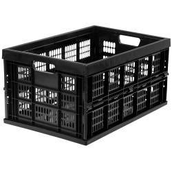 Mount-It! Collapsible Standard Duty Storage Crate, 10-1/2"H x 20-1/2"W x 13-15/16"D, Black