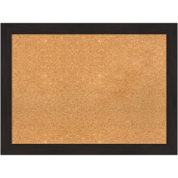 Amanti Art Rectangular Non-Magnetic Cork Bulletin Board, Natural, 32" x 24", Furniture Espresso Narrow Plastic Frame