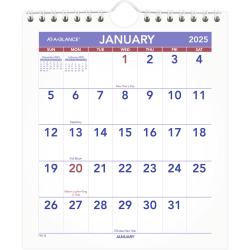 2025 AT-A-GLANCE® Monthly Wall Calendar, 6-1/2" x 7-1/2", Traditional, January 2025 To December 2025, PM528