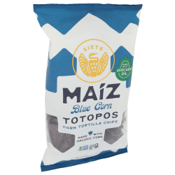 Siete Tortilla Chips, Maiz Blue Corn Totopos, 7.5 Oz, Total Qty 6