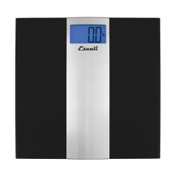 Escali Ultra-Slim 400 Lb Capacity Bathroom Scale, 3/4"H x 11-13/16"W x 12-1/4"D, Black/Silver