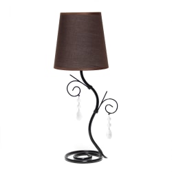 Creekwood Home Priva Metal Winding Ivy Table Lamp, 19"H, Brown Shade/Black Base