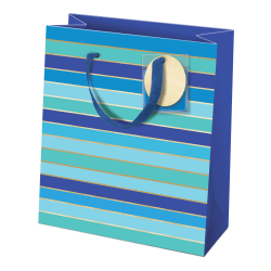Lady Jayne Gift Bag With Tissue Paper And Hang Tag, Medium, Blue Stripes