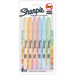 Sharpie® Accent Pocket Highlighters, Chisel Tip, Assorted Barrels, Assorted Mild Pastel Ink, Pack Of 6 Highlighters