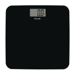 Escali B180SB Sleek Rounded 440 Lb Capacity Tempered Glass Bathroom Scale, 1/2"H x 11-15/16"W x 11-15/16"D, Black