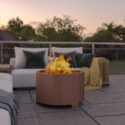 Flash Furniture Titus Commercial Grade Smokeless Outdoor Firepit With Waterproof Cover, 17-3/4"H x 27"W x 27"D, Bronze
