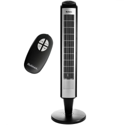 Holmes 36" 3-Speed Oscillating Tower Fan With Remote Control, Black/Silver