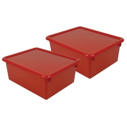 Romanoff Stowaway Letter Boxes With Lids, 5-1/4"H x 10-1/2"W x 13-1/4"D, Red, Pack Of 2 Boxes