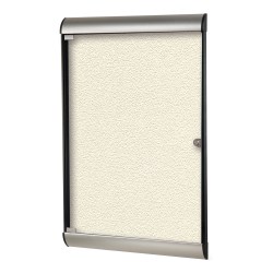 Ghent Silhouette 1-Door Enclosed Bulletin Board, Vinyl, 42-1/8" x 27-3/4", Ivory, Satin Black Aluminum Frame