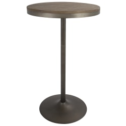 Lumisource Dakota Industrial Adjustable Bar/Dinette Table, Round, Antique/Brown