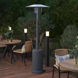 Flash Furniture Sol Patio Outdoor Propane Heater with Wheels, 87"H x 31"W x 18"D, Slate Gray