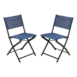 Flash Furniture Brazos Set of 2 Commercial Grade Indoor/Outdoor Folding Chairs with Flex Comfort Material Backs and Seats and Metal Frames, Navy