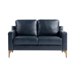 Lifestyle Solutions Serta Florence Faux Leather Loveseat, 35"H x 55-1/2"W x 33-1/2"D, Navy