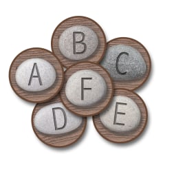 Carpets for Kids® Pixel Perfect Collection™ Alphabet Stones Seating Set of 26 Rounds, 12" x 12", Brown