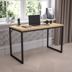Flash Furniture 48"W Commercial-Grade Industrial Office Computer Desk, Maple/Black