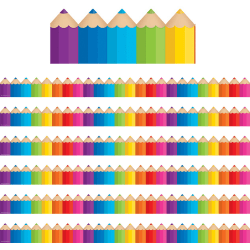 Teacher Created Resources Die-Cut Border Trim, Colored Pencils, 35' Per Pack, Set Of 6 Packs