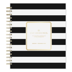 2024 Day Designer Daily/Monthly Planning Calendar, 8" x 10", Rugby Stripe Black Frosted, January To December