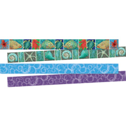 Barker Creek Double-Sided Borders, 3" x 35", Ocean, 12 Strips Per Pack, Set Of 2 Packs