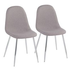 LumiSource Pebble Fabric Chairs, Light Gray/Chrome, Set Of 2 Chairs