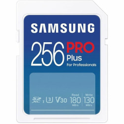 Samsung PRO Plus 256 GB Class 10/UHS-I (U3) V30 SDXC - 1 Pack - 180 MB/s Read - 130 MB/s Write - 10 Year Warranty