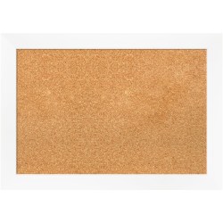 Amanti Art Rectangular Non-Magnetic Cork Bulletin Board, Natural, 27" x 19", Cabinet White Narrow Plastic Frame