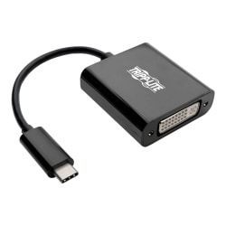 Tripp Lite USB C to DVI Adapter Converter, USB 3.1, Thunderbolt 3, 1080p - M/F, Black, USB Type C, USB-C, USB Type-C - DVI/USB for Smartphone, Chromebook, Projector, Monitor, Video Device, Notebook, Tablet, MacBook - 640 MB/s - 6" - 1 x DVI-D (Dual-Link)
