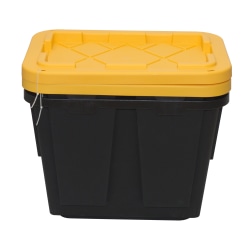 GreenMade Pro Poly Storage Containers With Built-In Handles And Snap Lids, 48 Quarts, Black/Yellow, Case Of 2