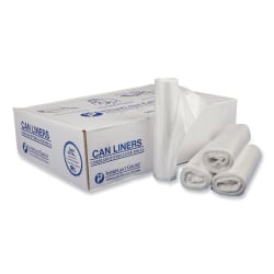 Interplast Group High Density Commercial Can Liners, 30 gal, 16 mic, 30" x 37", Clear, Interleaved Roll, 25 Bags/Roll, 20 Rolls/Carton