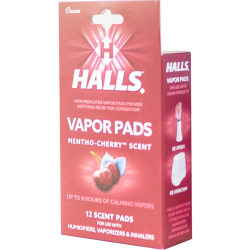 Crane Halls® Vapor Pads, Mentho-Cherry Scent, 4-5/16"H x 3"W x 1-1/4"D, Pack Of 12 Pads