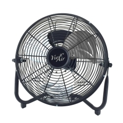 Vie Air 12" 3-Speed High-Velocity Floor Fan, 15"H x 14"W x 4-1/2"D, Black