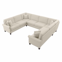 Bush® Furniture Coventry 125"W U-Shaped Sectional Couch, Cream Herringbone, Standard Delivery