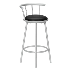 Monarch Specialties Sonny Metal Barstools With Backs, Black/Silver, Set Of 2 Stools