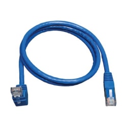 Tripp Lite 3ft Cat6 Gigabit Molded Patch Cable RJ45 Right Angle Up to Straight M/M Blue 3' - Patch cable - N204003BLUP