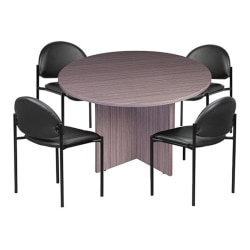 Boss 5-Piece Conference Table And Chair Set, Driftwood/Black