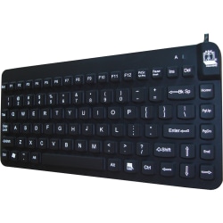 Man & Machine Premium Waterproof Disinfectable Silent 12" Keyboard - Cable Connectivity - USB Interface - Computer - PC, Mac - Industrial Silicon Rubber Keyswitch - Black